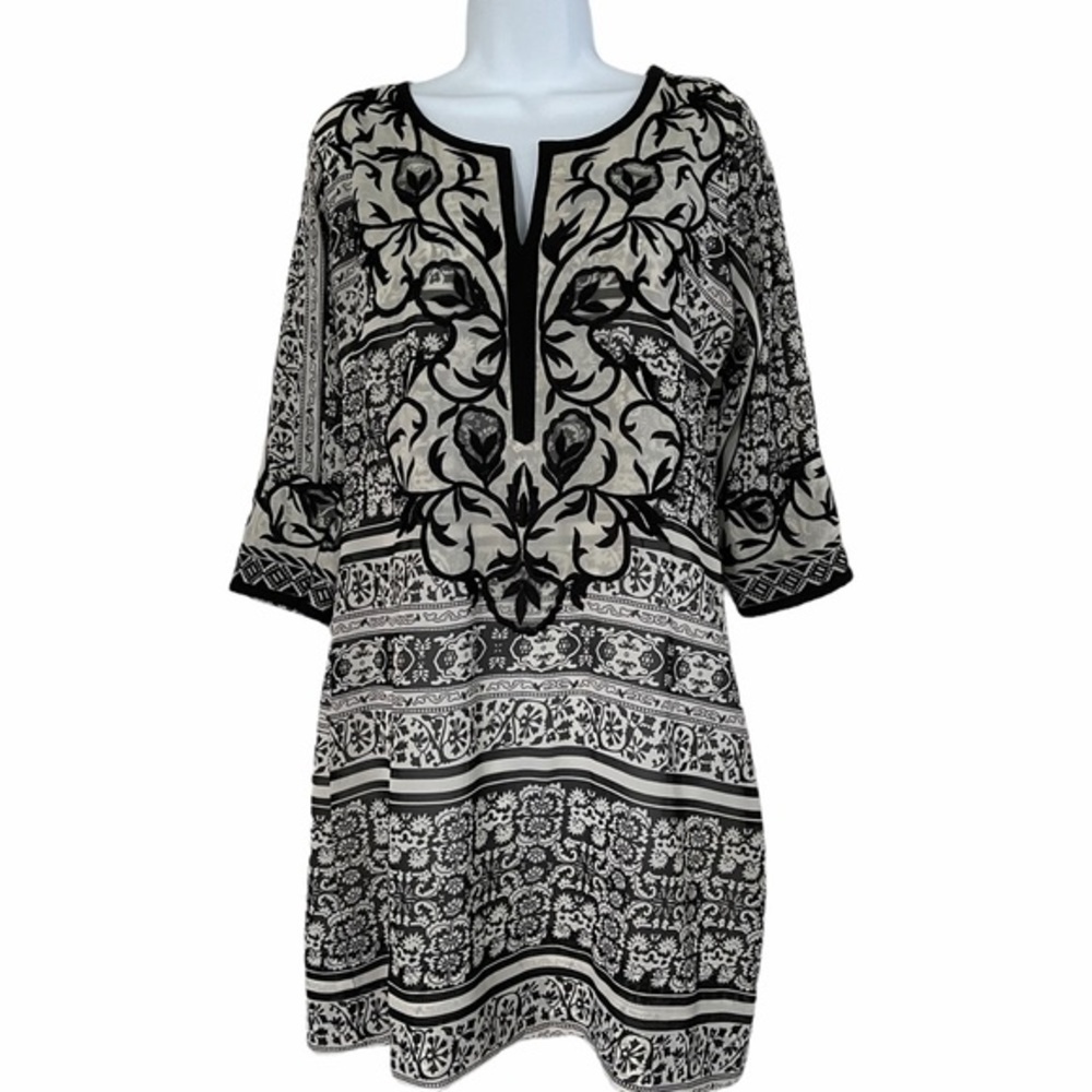 Gretchen Scott dress black white embroidered S